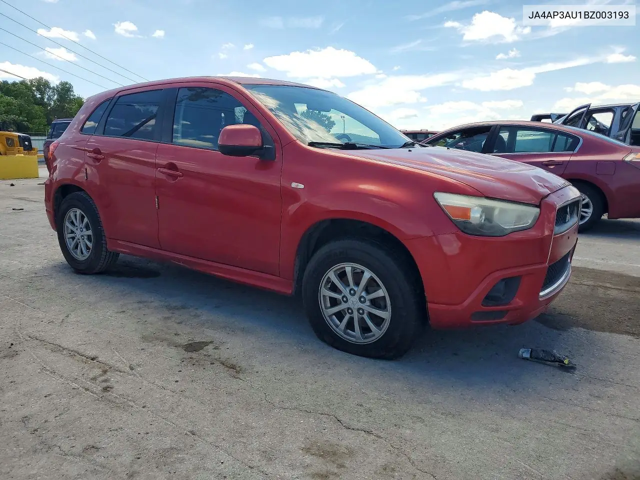 2011 Mitsubishi Outlander Sport Es VIN: JA4AP3AU1BZ003193 Lot: 58054876