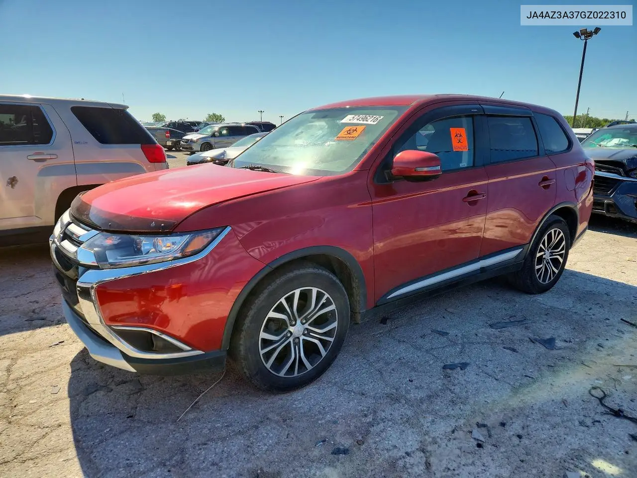 2016 Mitsubishi Outlander Se VIN: JA4AZ3A37GZ022310 Lot: 57496216