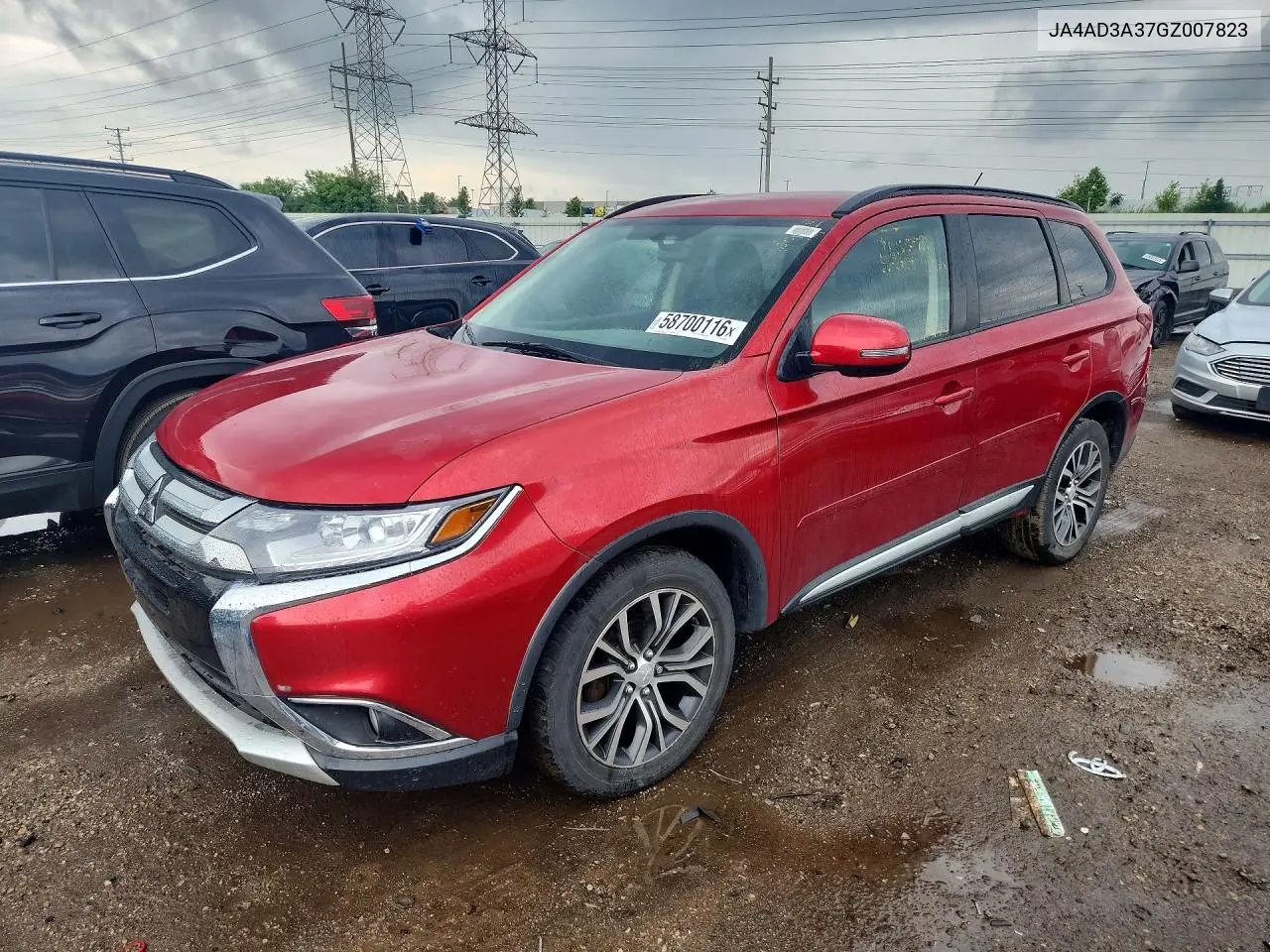 2016 Mitsubishi Outlander Se VIN: JA4AD3A37GZ007823 Lot: 58700116