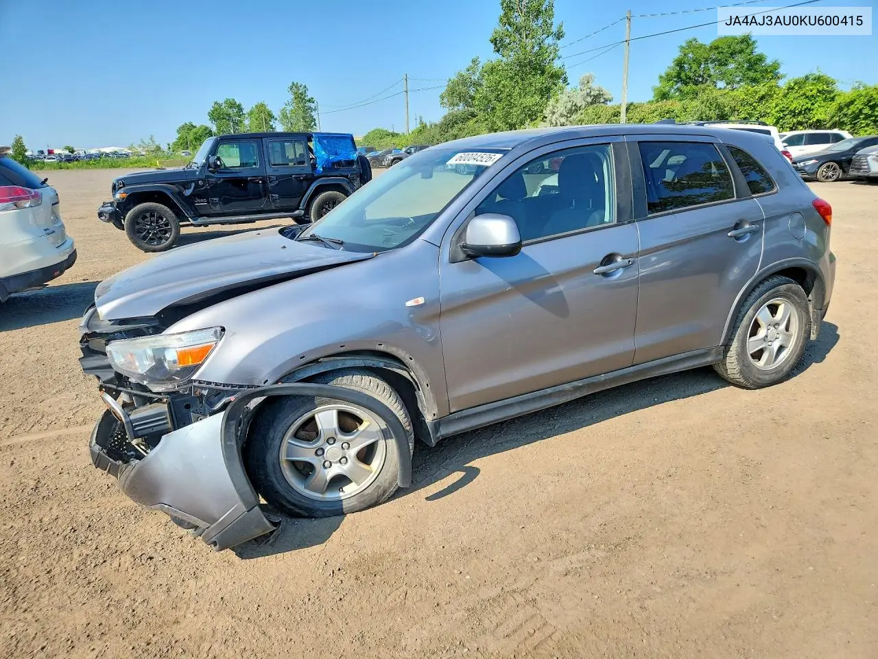 2019 Mitsubishi Rvr Se VIN: JA4AJ3AU0KU600415 Lot: 60004526