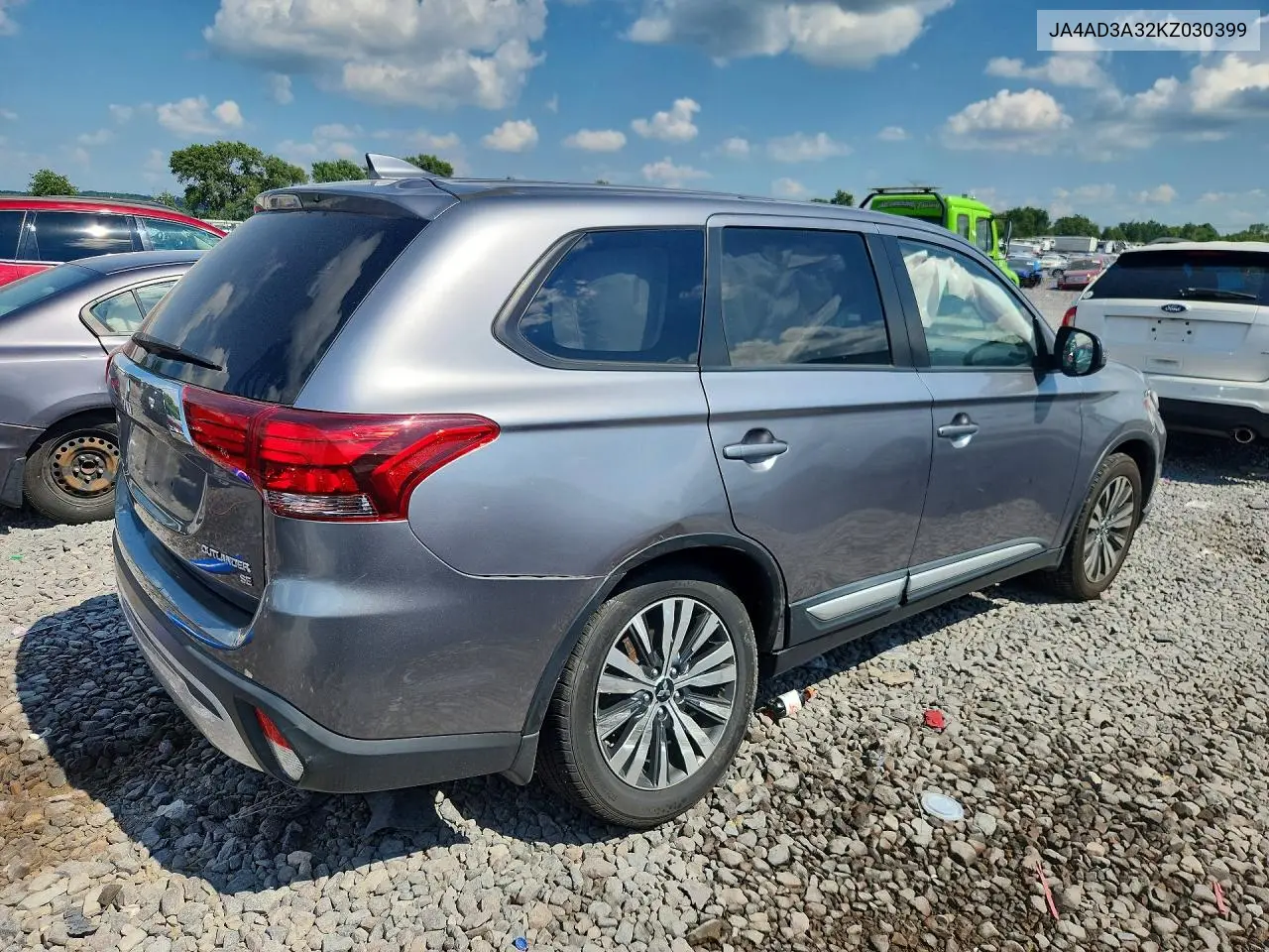 2019 Mitsubishi Outlander Se VIN: JA4AD3A32KZ030399 Lot: 61489216