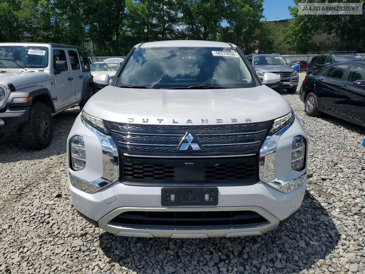 2022 Mitsubishi Outlander Es VIN: JA4J3TA88NZ020267 Lot: 58229936