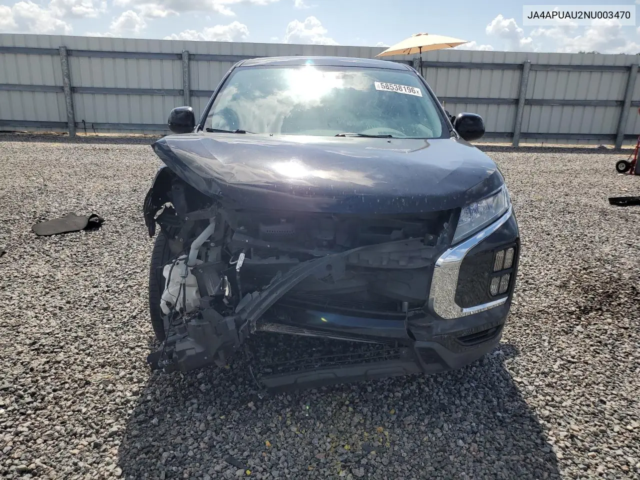 2022 Mitsubishi Outlander Sport Es VIN: JA4APUAU2NU003470 Lot: 58538196