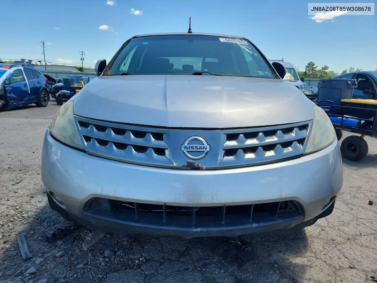 2005 Nissan Murano S VIN: JN8AZ08T85W308678 Lot: 54882646