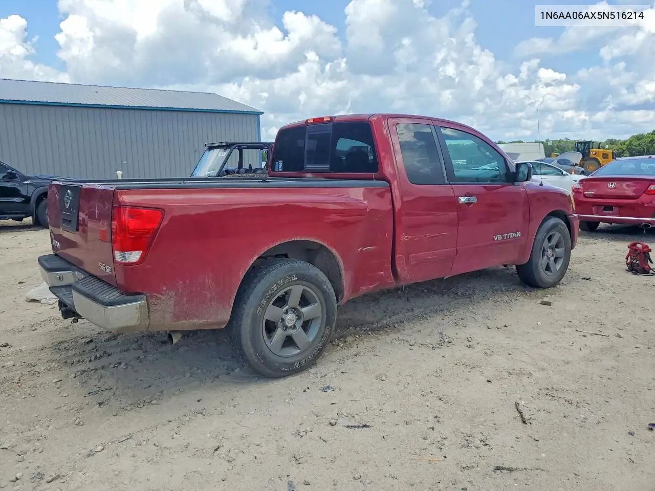 2005 Nissan Titan Xe VIN: 1N6AA06AX5N516214 Lot: 59314126