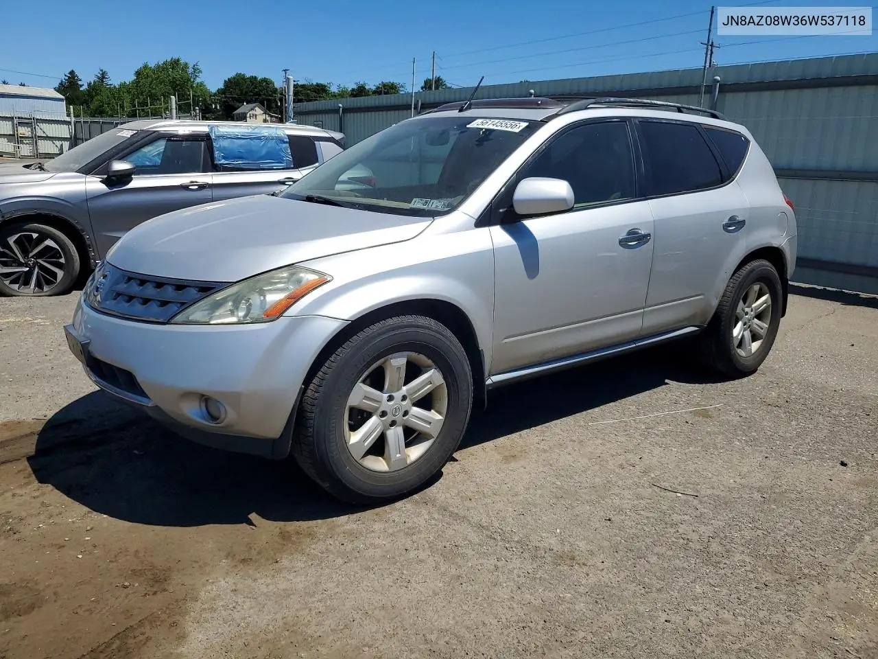 2006 Nissan Murano S VIN: JN8AZ08W36W537118 Lot: 56145556