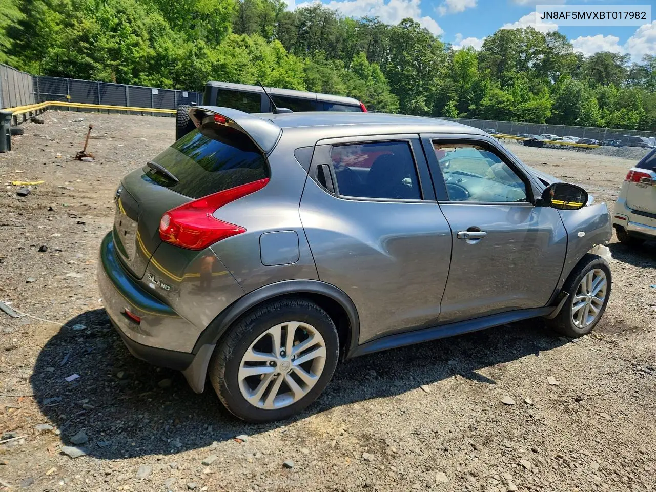 2011 Nissan Juke S VIN: JN8AF5MVXBT017982 Lot: 57484106