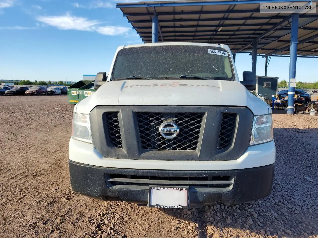 2014 Nissan Nv 1500 VIN: 1N6BF0KX3EN101736 Lot: 58401316