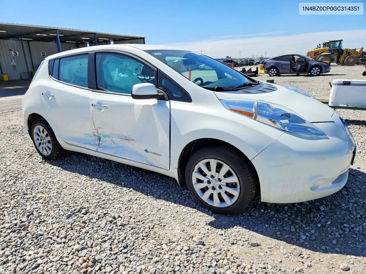2016 Nissan Leaf S-30 VIN: 1N4BZ0CP0GC314351 Lot: 57214686