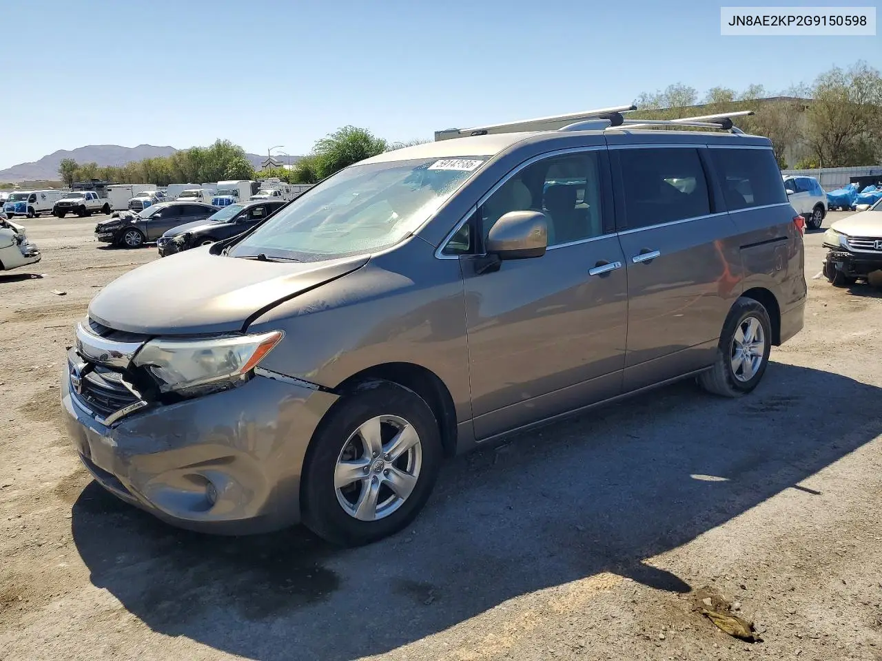 2016 Nissan Quest S/Sv/Sl/Le/Plat VIN: JN8AE2KP2G9150598 Lot: 59143586