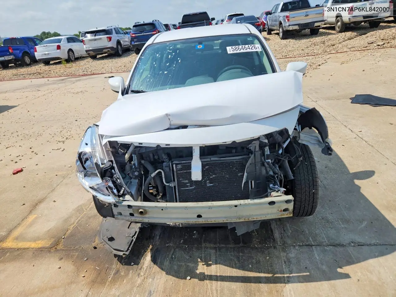 2019 Nissan Versa Sv VIN: 3N1CN7AP6KL842000 Lot: 58646426