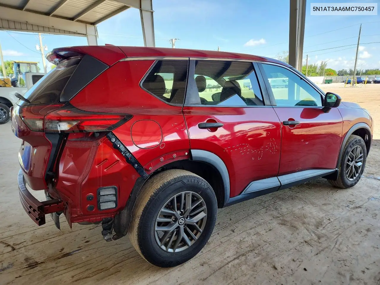 2021 Nissan Rogue S VIN: 5N1AT3AA6MC750457 Lot: 55726306