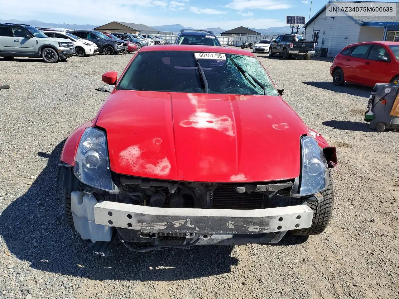 2005 Nissan 350Z Coupe VIN: JN1AZ34D75M600638 Lot: 60151756