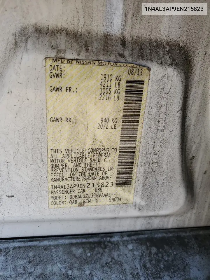 1N4AL3AP9EN215823 2014 Nissan Altima 2.5