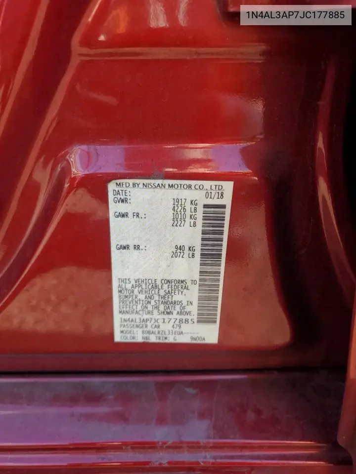 1N4AL3AP7JC177885 2018 Nissan Altima 2.5