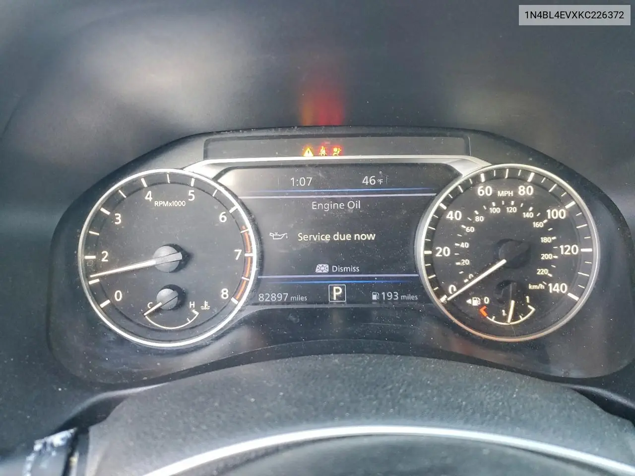 1N4BL4EVXKC226372 2019 Nissan Altima Sl