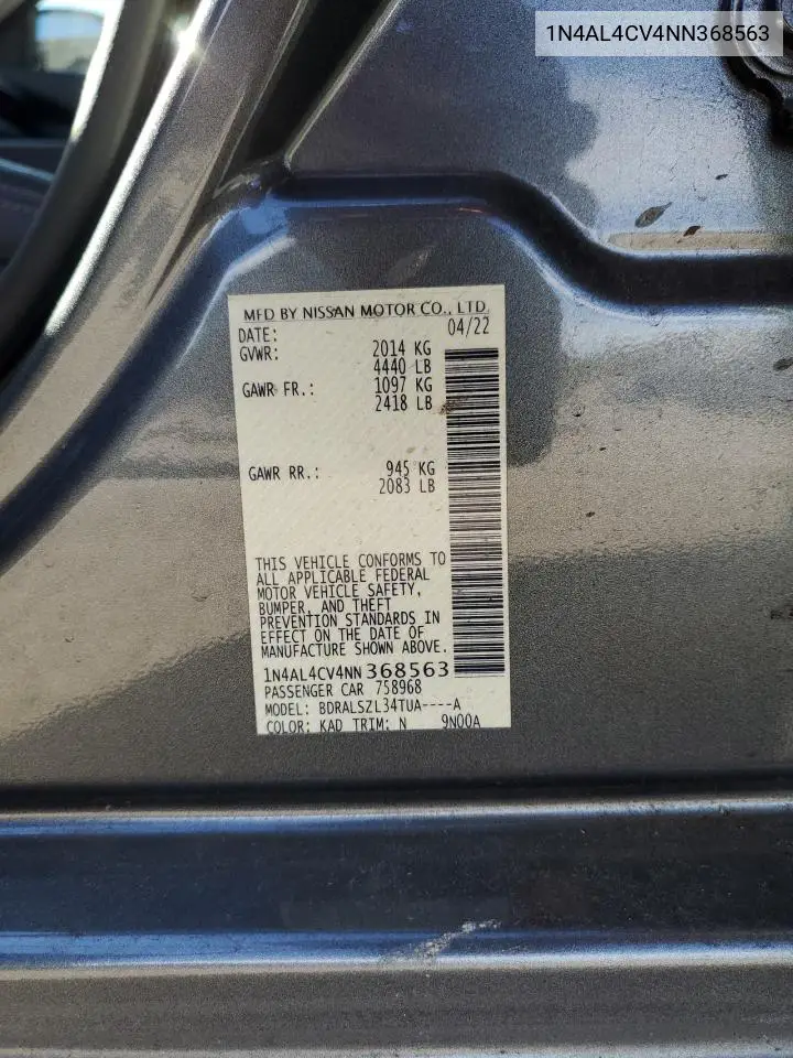 1N4AL4CV4NN368563 2022 Nissan Altima Sr