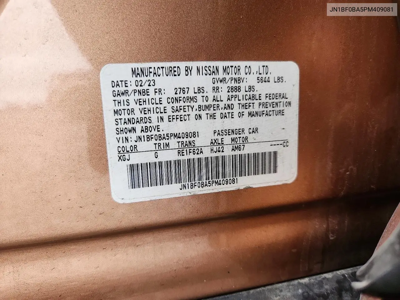 2023 Nissan Ariya Evolve+ VIN: JN1BF0BA5PM409081 Lot: 54867966