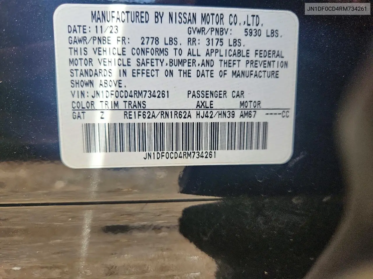 2024 Nissan Ariya Platinum + VIN: JN1DF0CD4RM734261 Lot: 54584186
