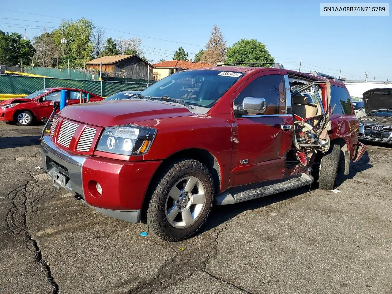 2006 Nissan Armada Se VIN: 5N1AA08B76N715789 Lot: 95589845