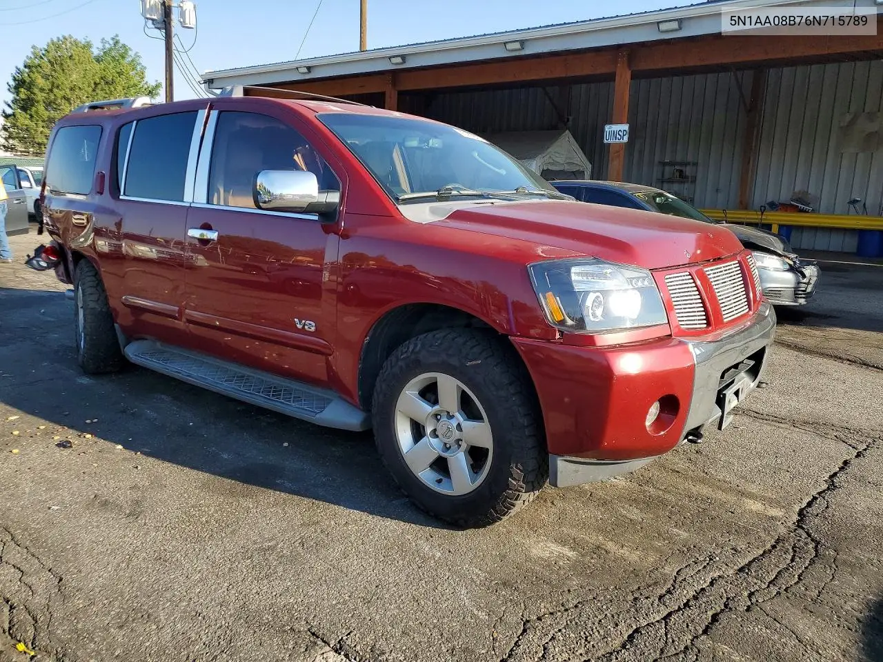 2006 Nissan Armada Se VIN: 5N1AA08B76N715789 Lot: 95589845