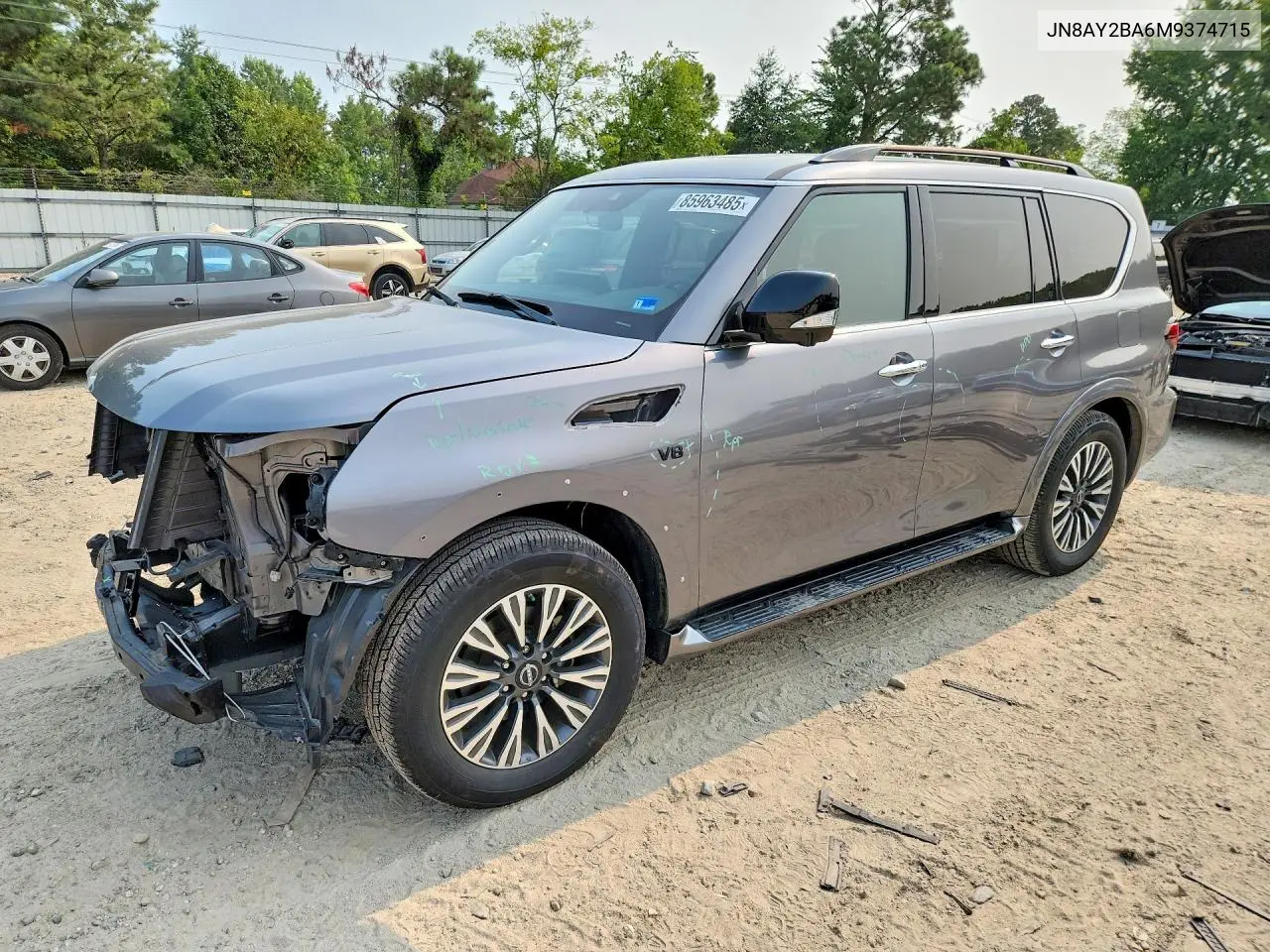 2021 Nissan Armada Sl VIN: JN8AY2BA6M9374715 Lot: 85963485