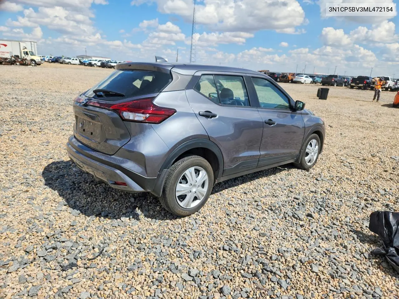 2021 Nissan Kicks S VIN: 3N1CP5BV3ML472154 Lot: 61528056