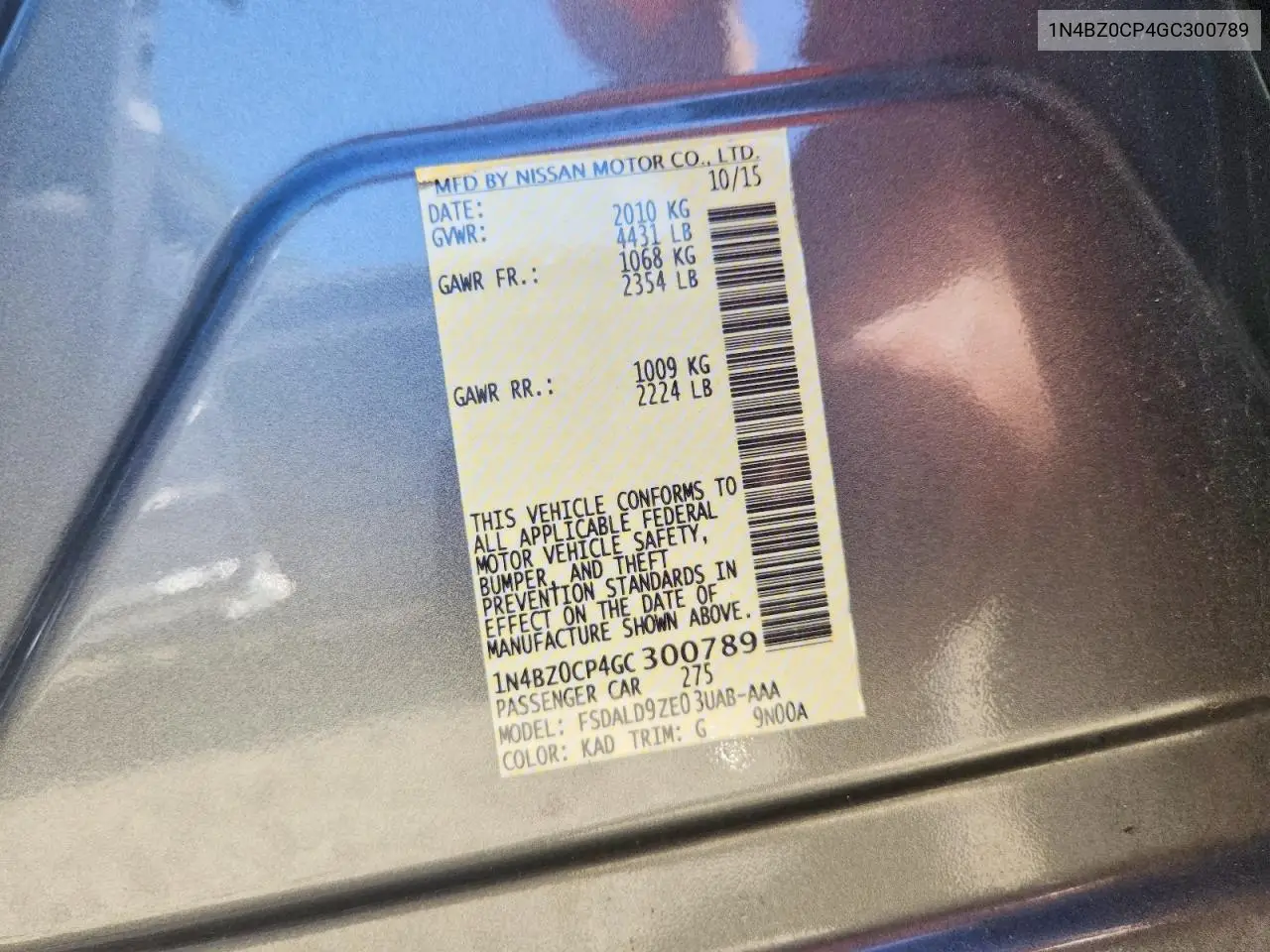 2016 Nissan Leaf Sv VIN: 1N4BZ0CP4GC300789 Lot: 57670526