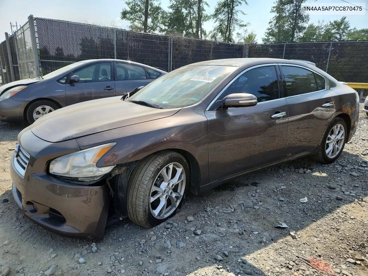 2012 Nissan Maxima 3.5 S VIN: 1N4AA5AP7CC870475 Lot: 61079686