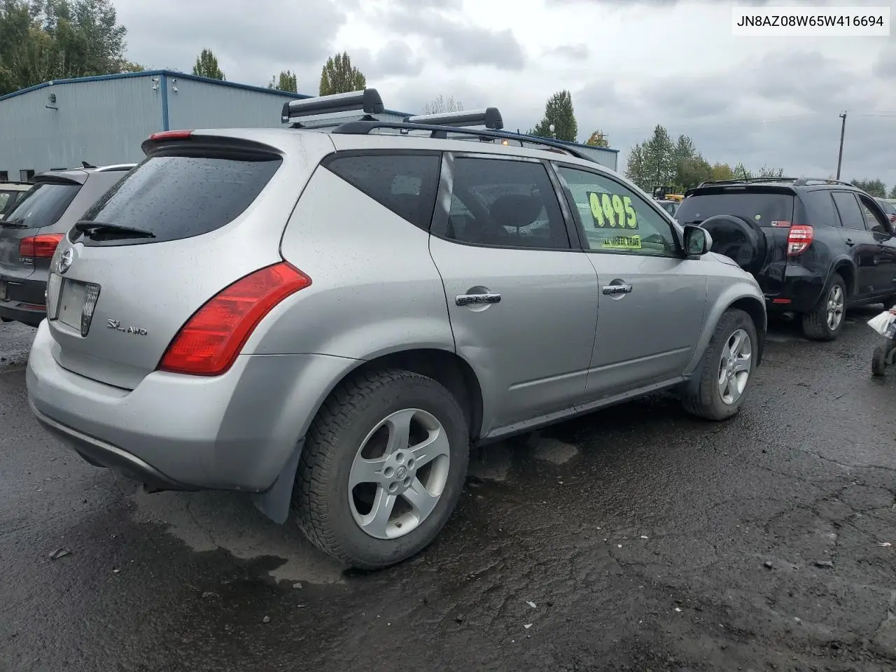 2005 Nissan Murano Sl VIN: JN8AZ08W65W416694 Lot: 84643945