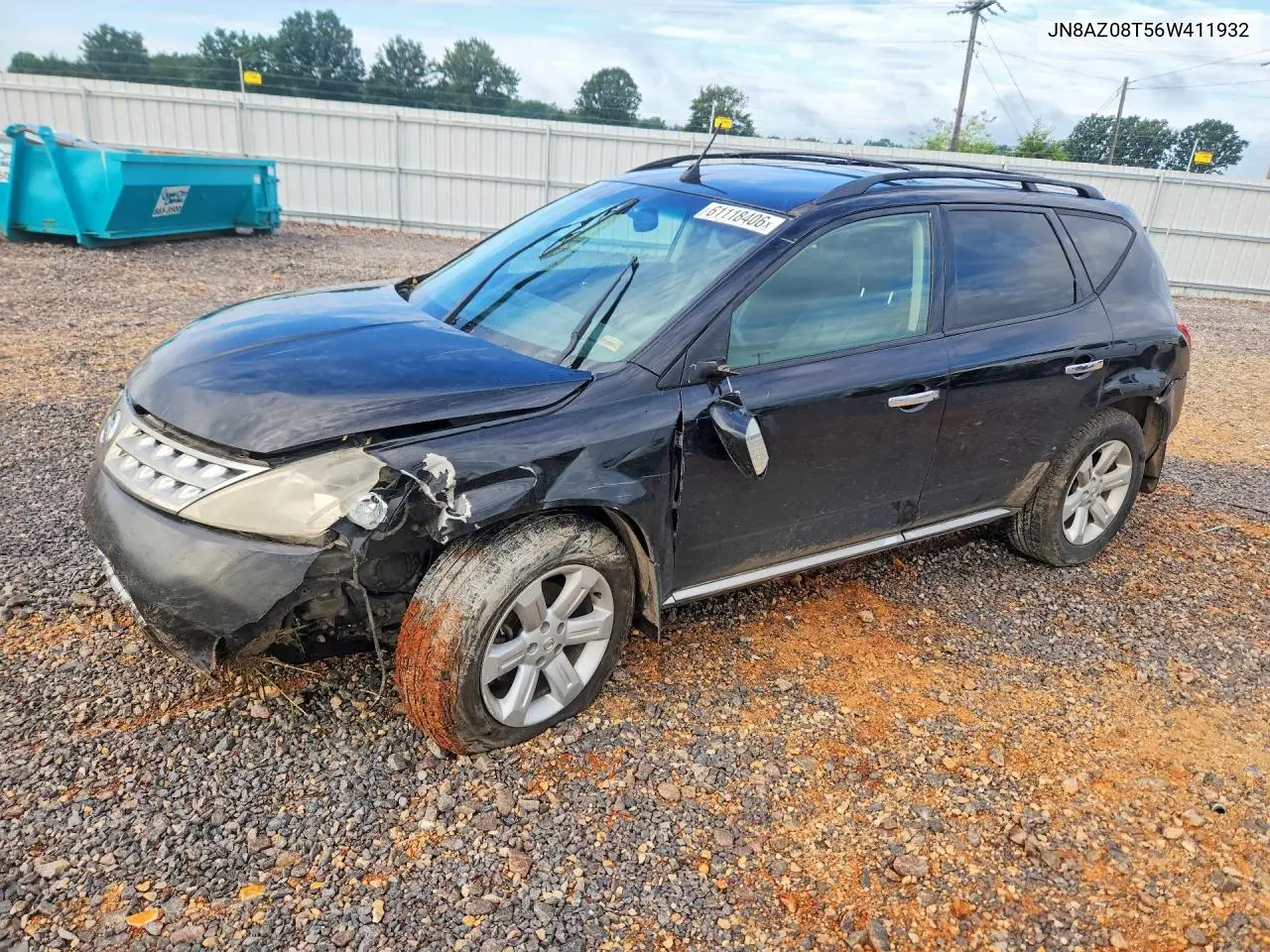 2006 Nissan Murano S VIN: JN8AZ08T56W411932 Lot: 61118406
