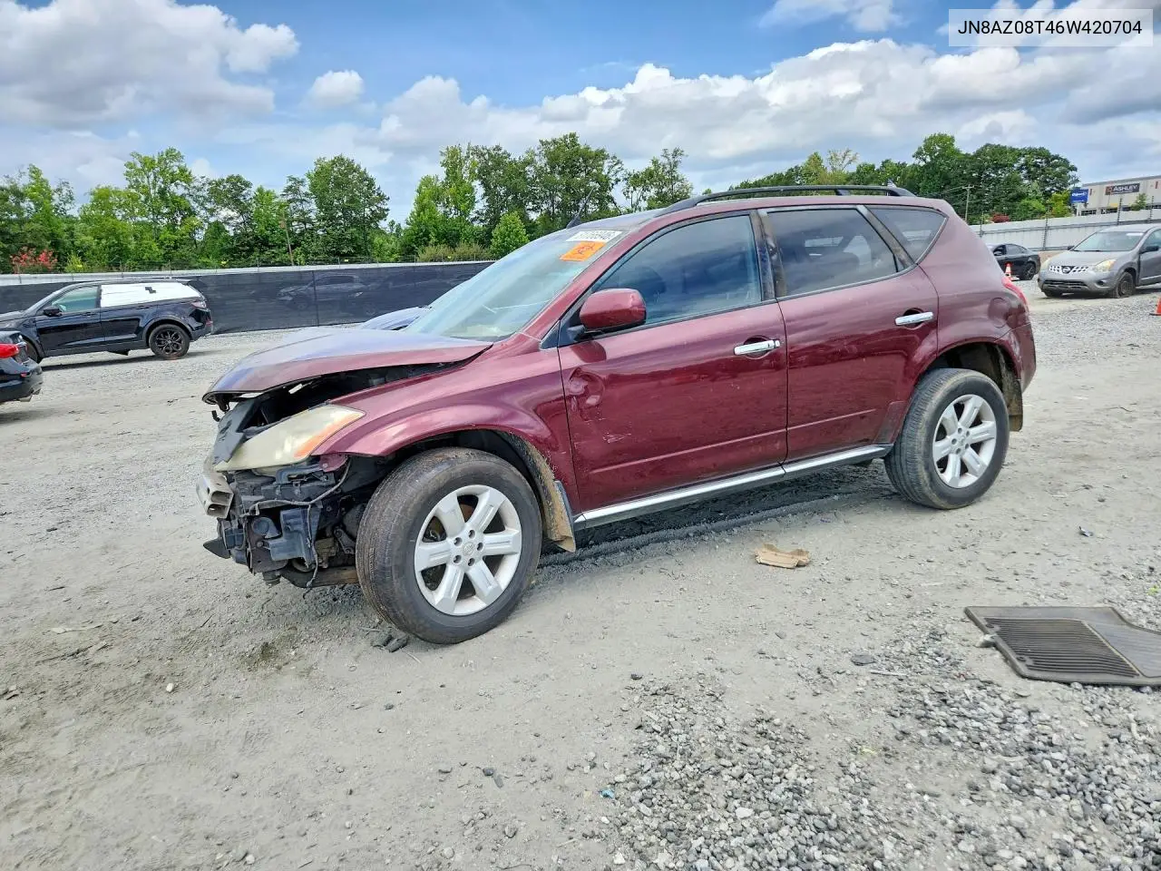 2006 Nissan Murano S VIN: JN8AZ08T46W420704 Lot: 61766946