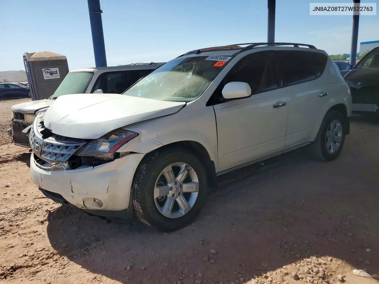 2007 Nissan Murano S VIN: JN8AZ08T27W522763 Lot: 59382436