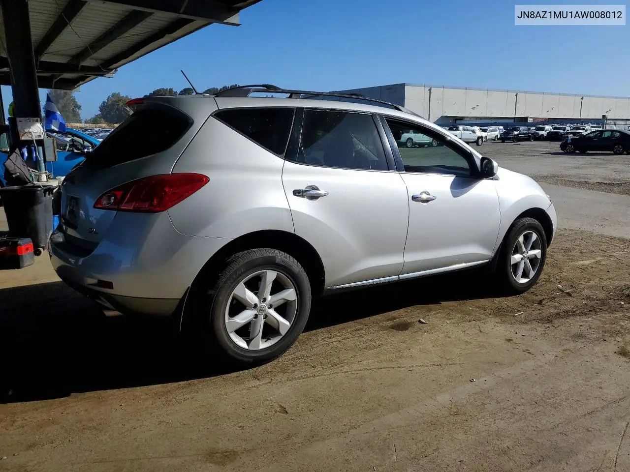2010 Nissan Murano S VIN: JN8AZ1MU1AW008012 Lot: 61149946