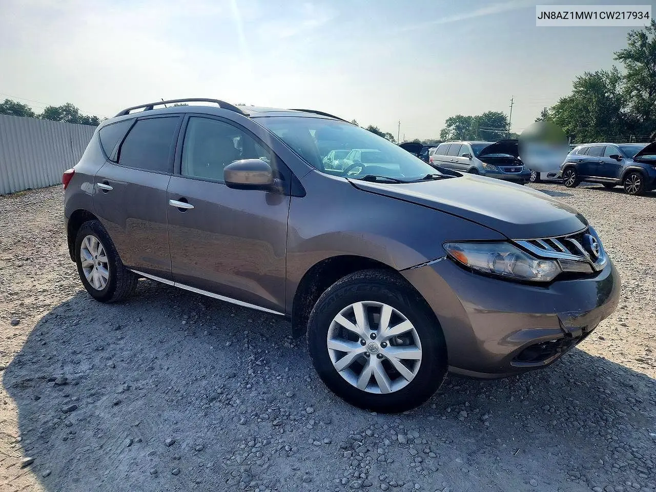 2012 Nissan Murano S VIN: JN8AZ1MW1CW217934 Lot: 61056686