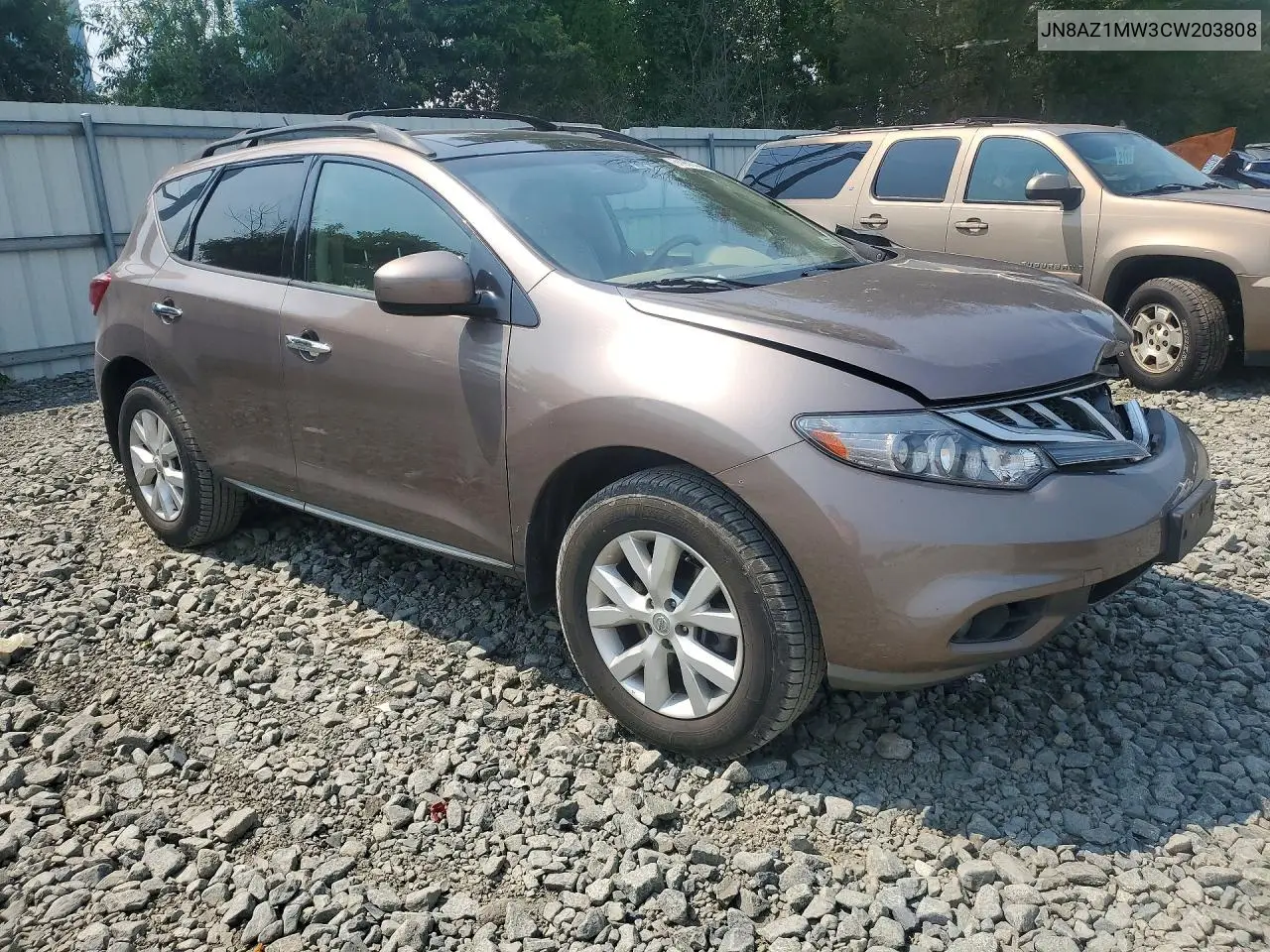 2012 Nissan Murano S VIN: JN8AZ1MW3CW203808 Lot: 61250706
