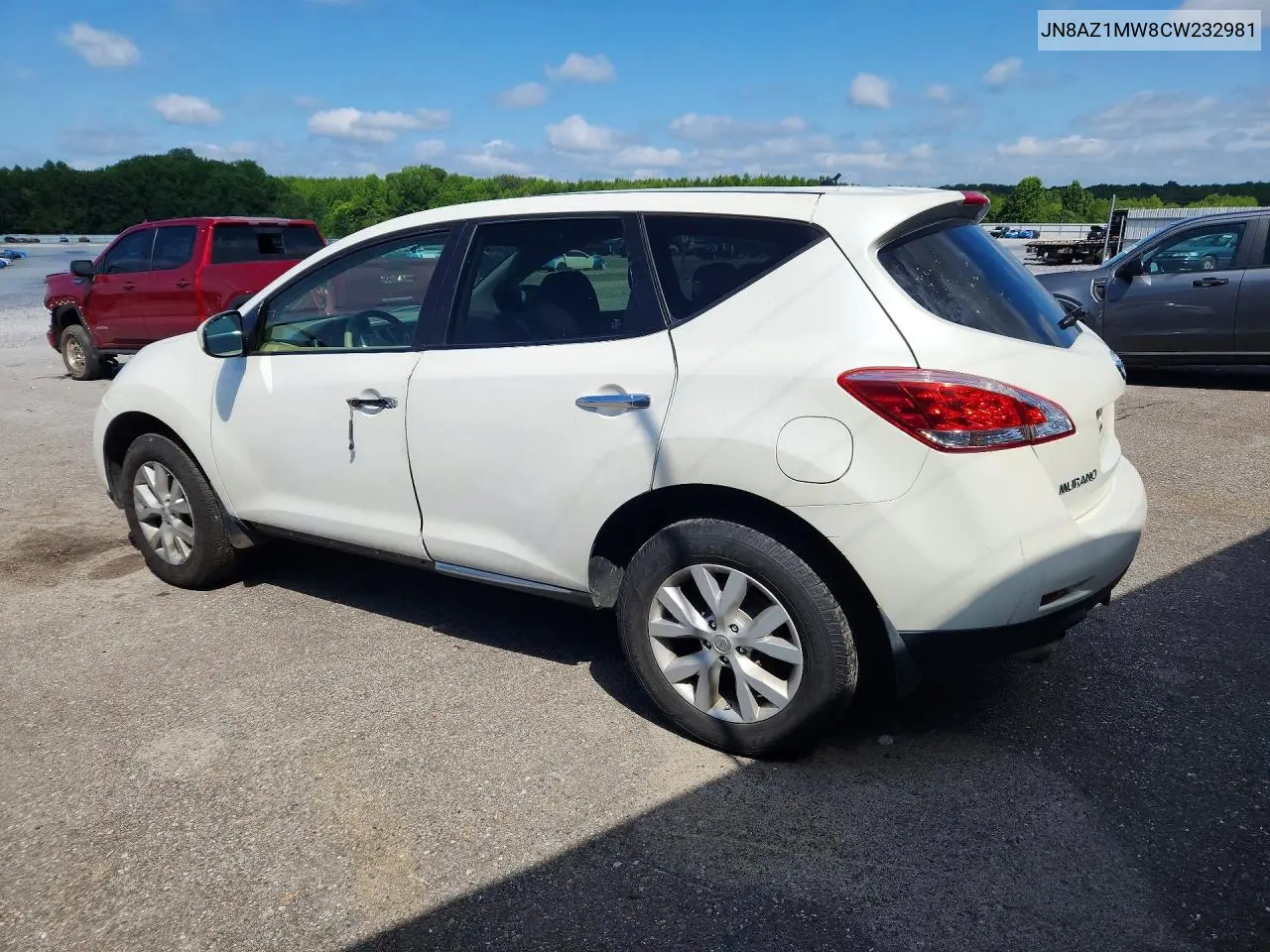2012 Nissan Murano S VIN: JN8AZ1MW8CW232981 Lot: 61371496