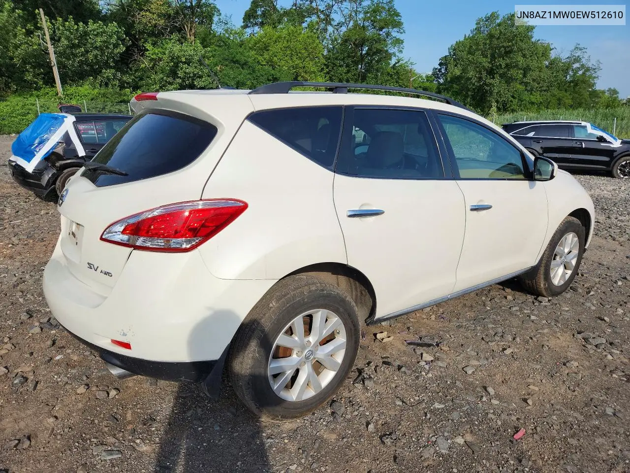 2014 Nissan Murano Sv VIN: JN8AZ1MW0EW512610 Lot: 59947536