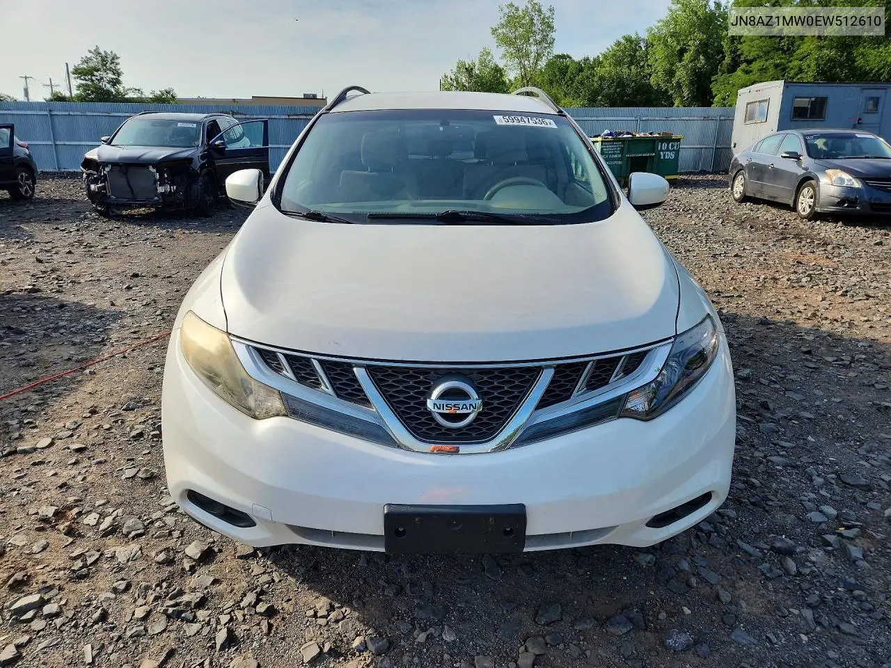 2014 Nissan Murano Sv VIN: JN8AZ1MW0EW512610 Lot: 59947536