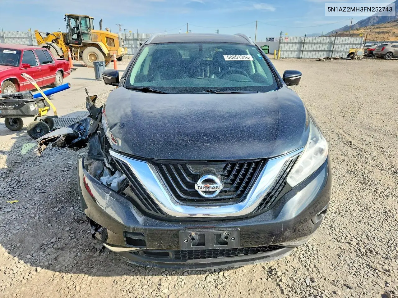 2015 Nissan Murano S VIN: 5N1AZ2MH3FN252743 Lot: 60801346