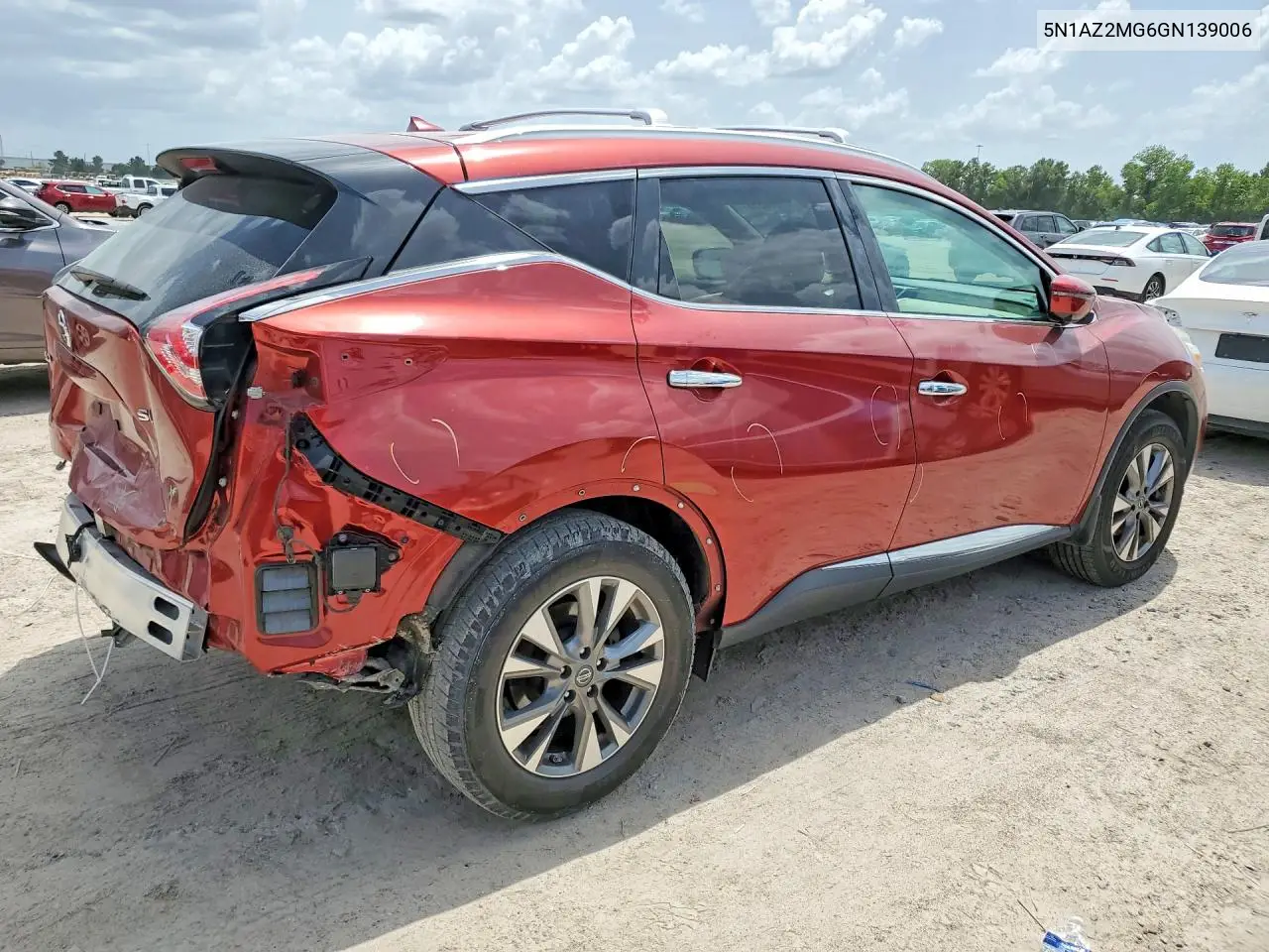 2016 Nissan Murano Sl VIN: 5N1AZ2MG6GN139006 Lot: 61068856