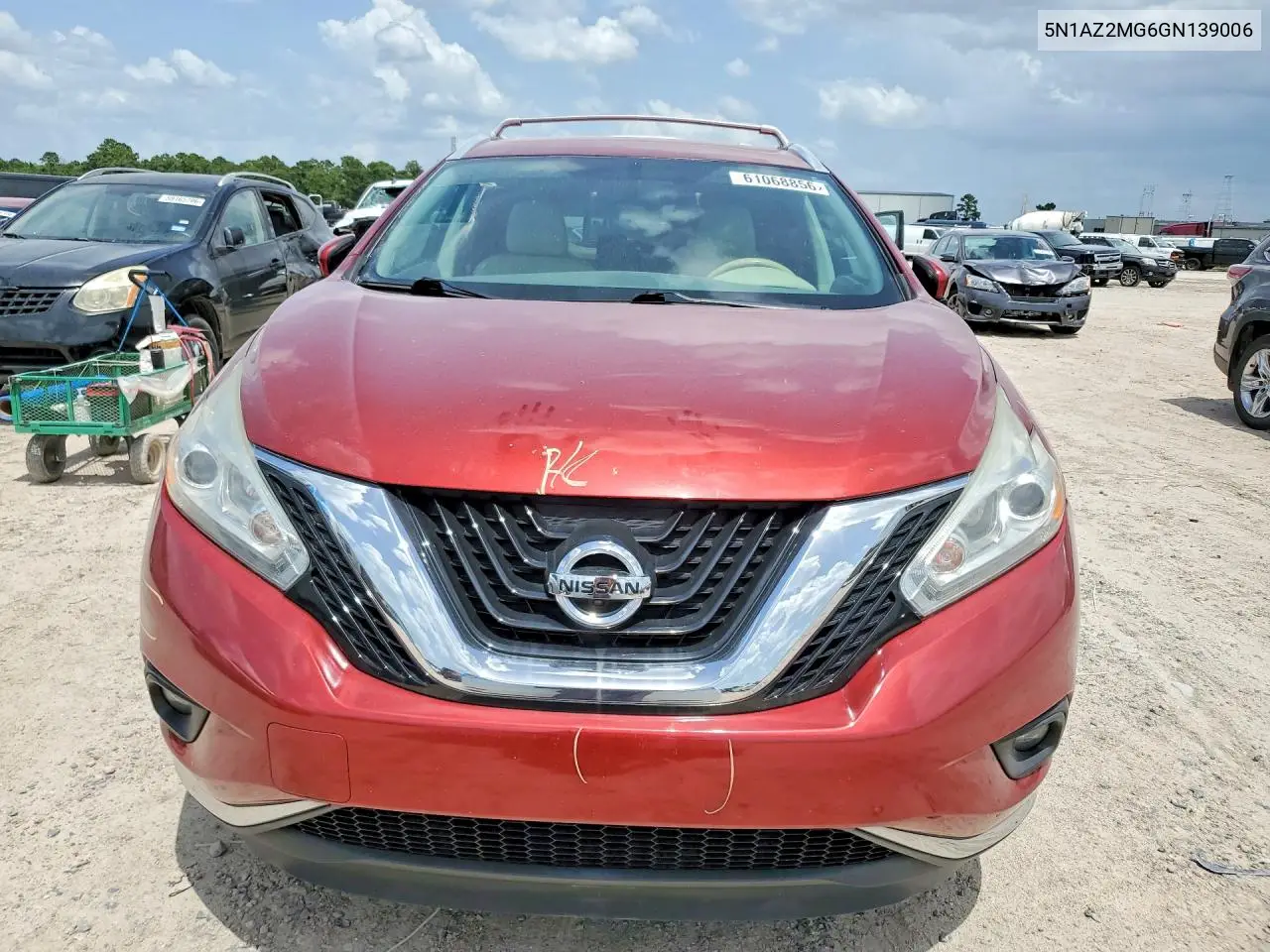 2016 Nissan Murano Sl VIN: 5N1AZ2MG6GN139006 Lot: 61068856