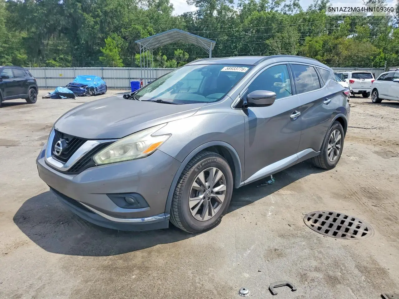 2017 Nissan Murano Sv VIN: 5N1AZ2MG4HN109360 Lot: 58933776