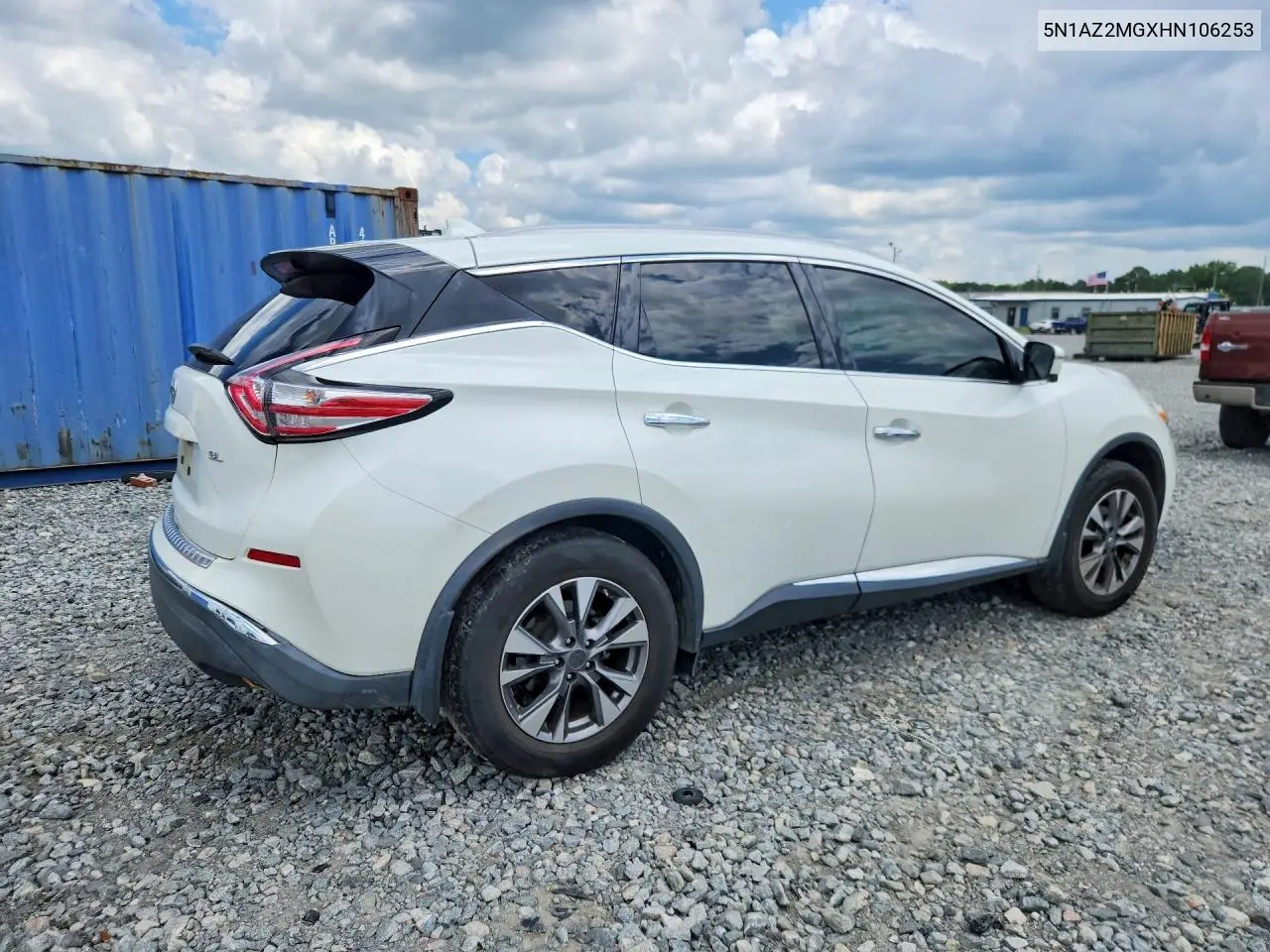 2017 Nissan Murano Sl VIN: 5N1AZ2MGXHN106253 Lot: 61396446