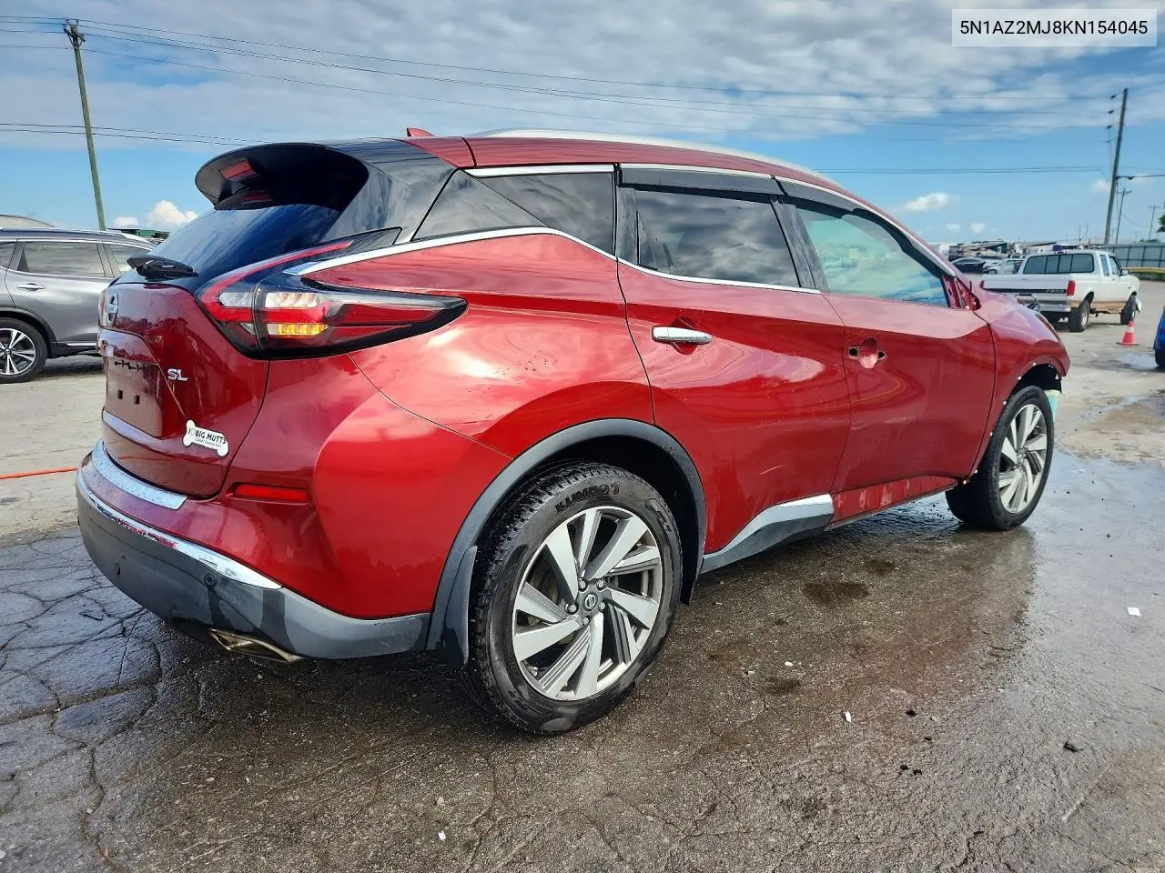 2019 Nissan Murano Sl VIN: 5N1AZ2MJ8KN154045 Lot: 61052166