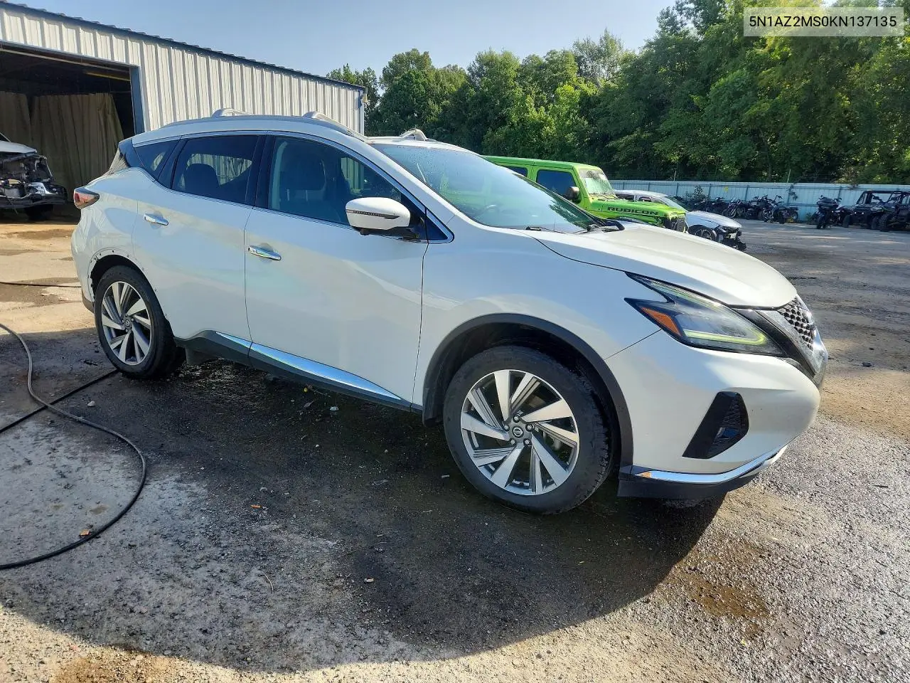 2019 Nissan Murano Sl VIN: 5N1AZ2MS0KN137135 Lot: 61568626