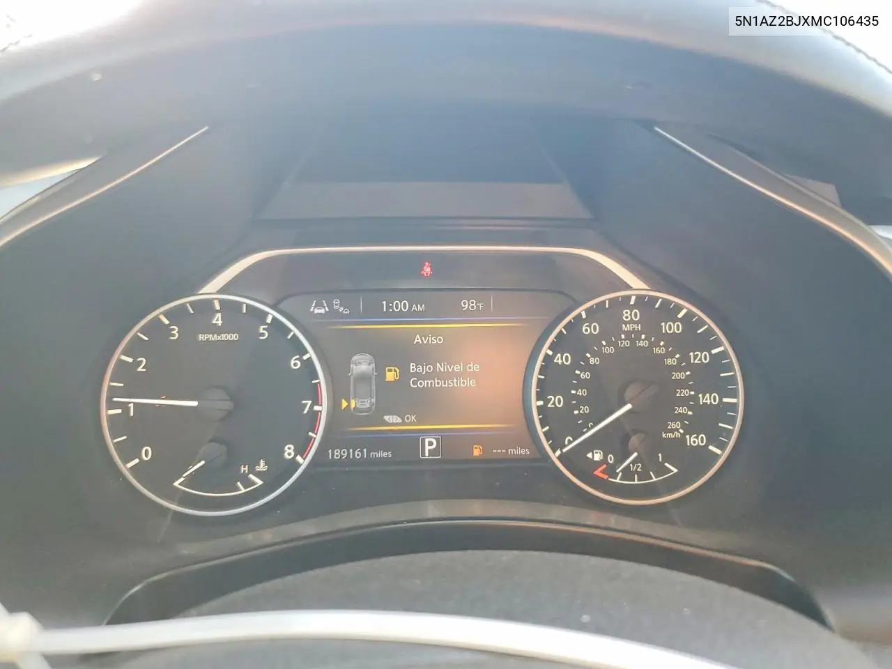 2021 Nissan Murano Sv VIN: 5N1AZ2BJXMC106435 Lot: 61704306