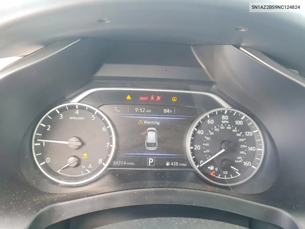 2022 Nissan Murano Sv VIN: 5N1AZ2BS9NC124824 Lot: 60184666