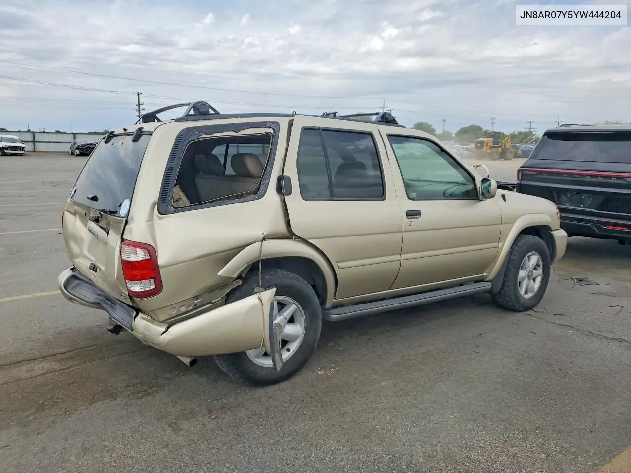 2000 Nissan Pathfinder Xe VIN: JN8AR07Y5YW444204 Lot: 54983456