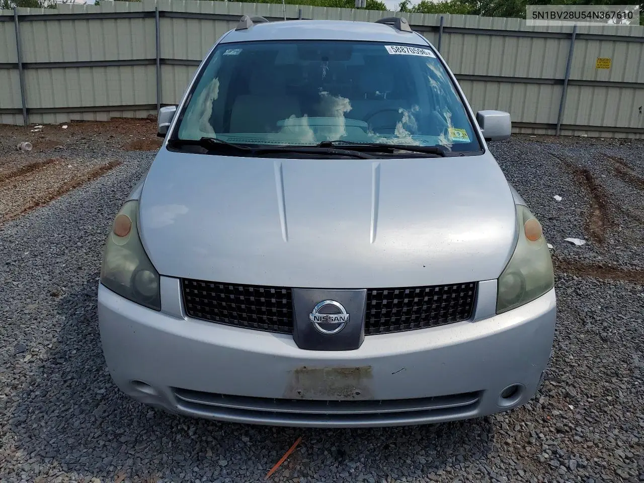 2004 Nissan Quest 3.5 S VIN: 5N1BV28U54N367610 Lot: 58870596